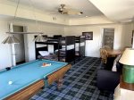 Terrace Level has two bunk beds, flat Screen TV and Pool Table